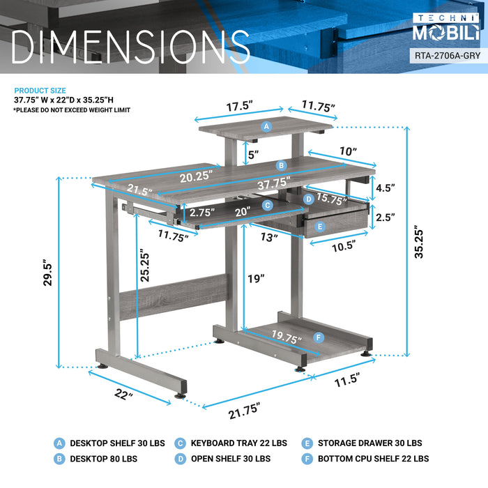 Techni Mobili Complete Compact Workstation Desk