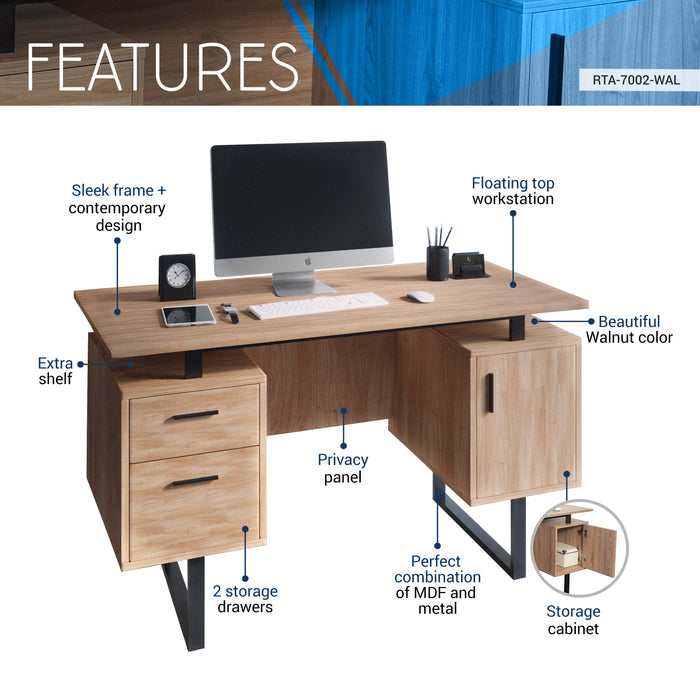 Techni Mobili Modern Office Desk with Storage
