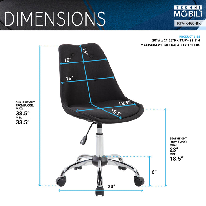 Techni Mobili Armless Task Chair