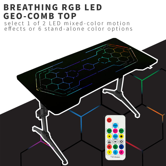 Black 48" x 24" Gaming Desk w/ RGB LED Lights (48")