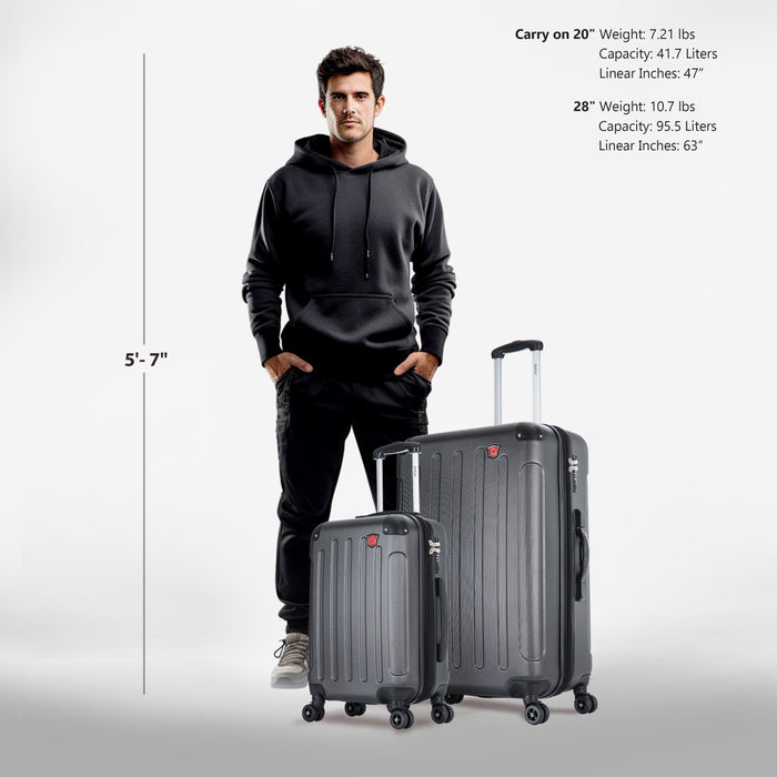 INTELY 2 Piece Set 20''/28'' with Built-in Digital Weight Scale