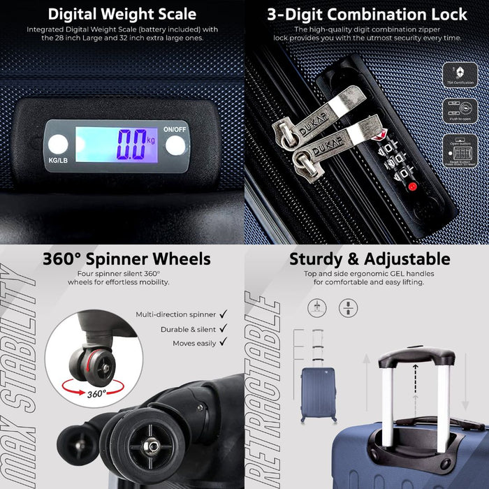 INTELY 3 Piece Set 20''/28''/32'' with Built-in Digital Weight Scale