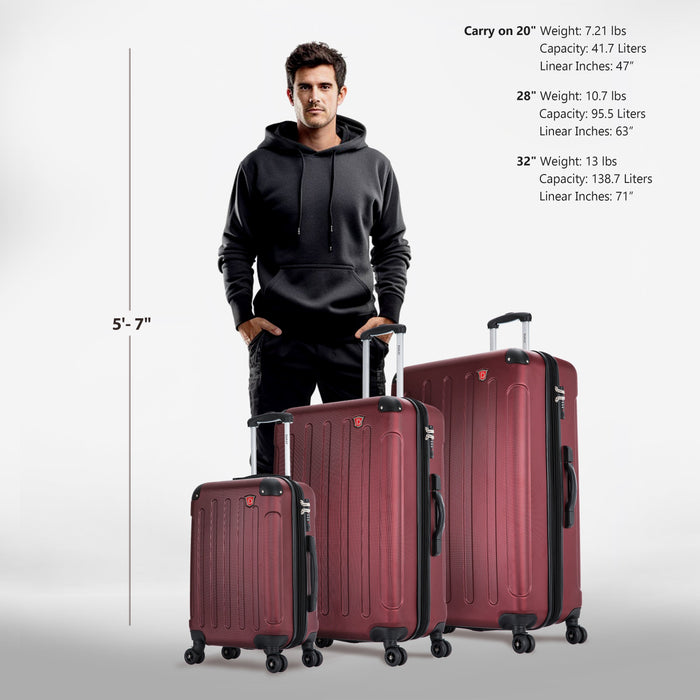 INTELY 3 Piece Set 20''/28''/32'' with Built-in Digital Weight Scale