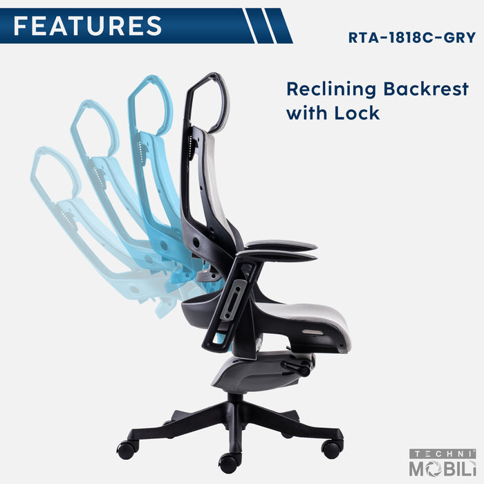 Techni Mobili RTA-1818C Executive Chair Reclining Backrest Features image