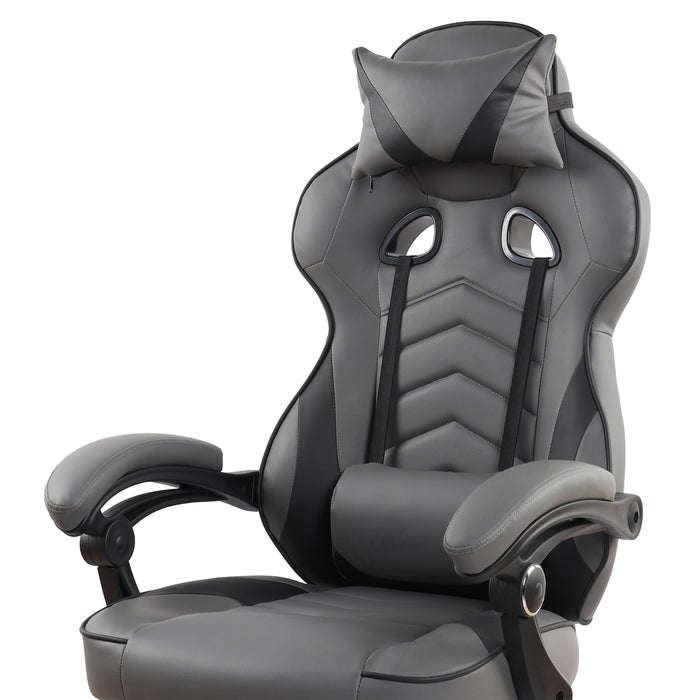 Techni Mobili Reclining PU Leather Executive Office Chair with Footrest - Grey