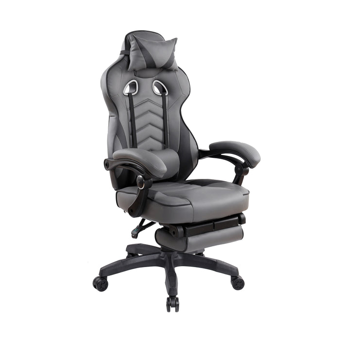 Techni Mobili Reclining PU Leather Executive Office Chair with Footrest - Grey