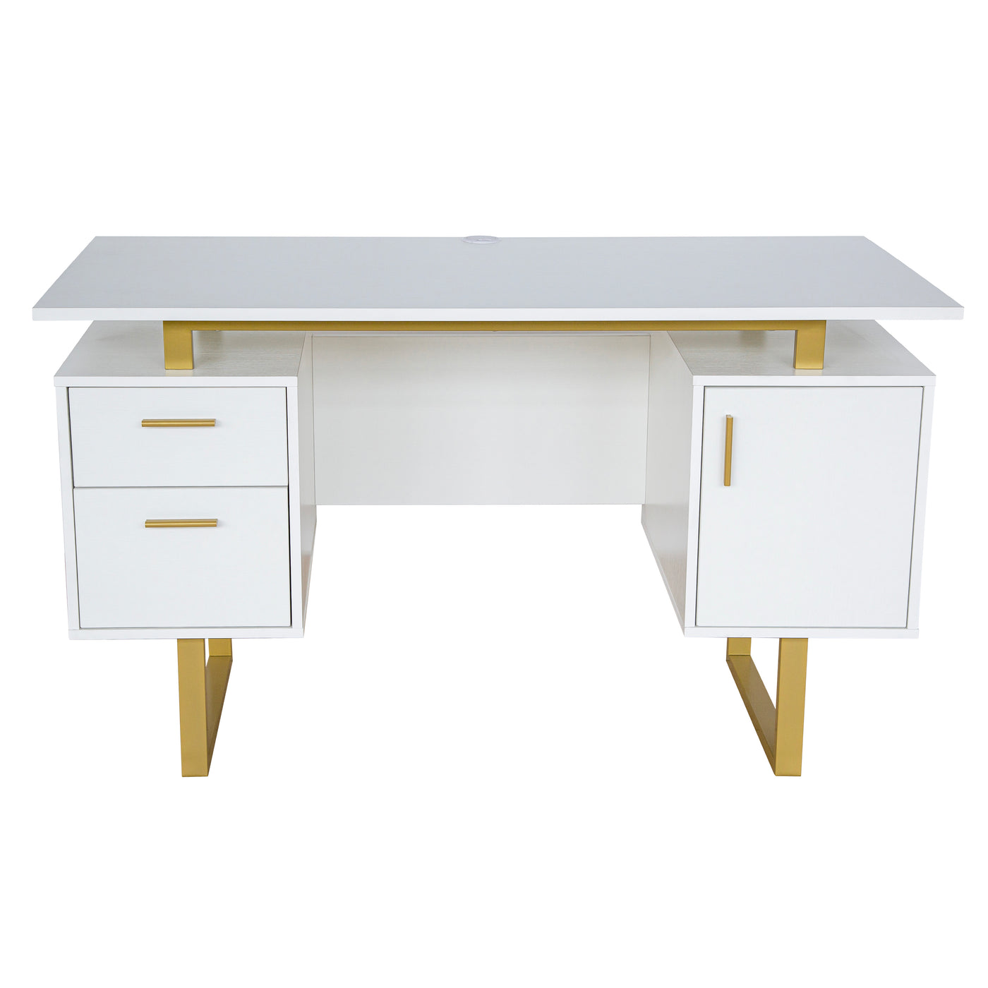 Techni Mobili Modern Office Desk with Storage Elegant Grey —