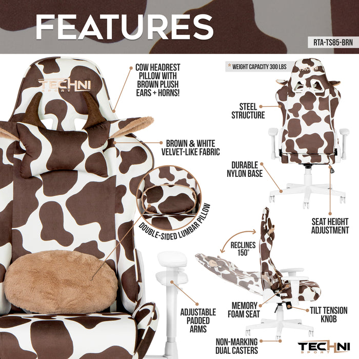 TS85 COW Print - LUXX Series Gaming Chair