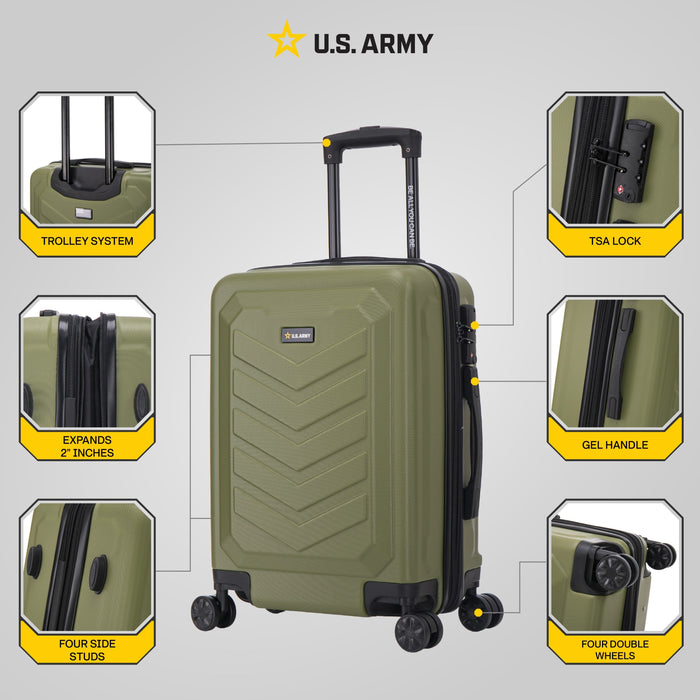 U.S. ARMY FOX PRO 20" Expandable Carry-On Suitcase with TSA Lock