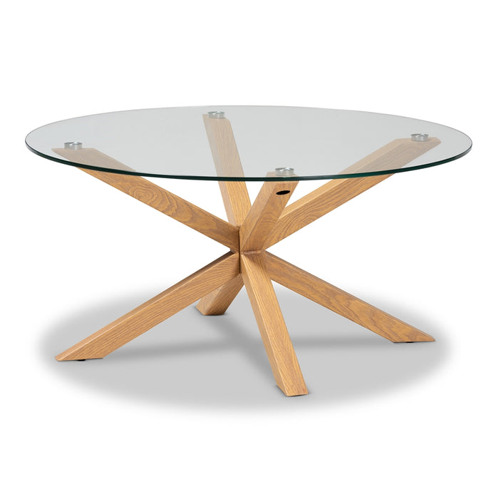 Lida Modern Glass and Wood Coffee Table