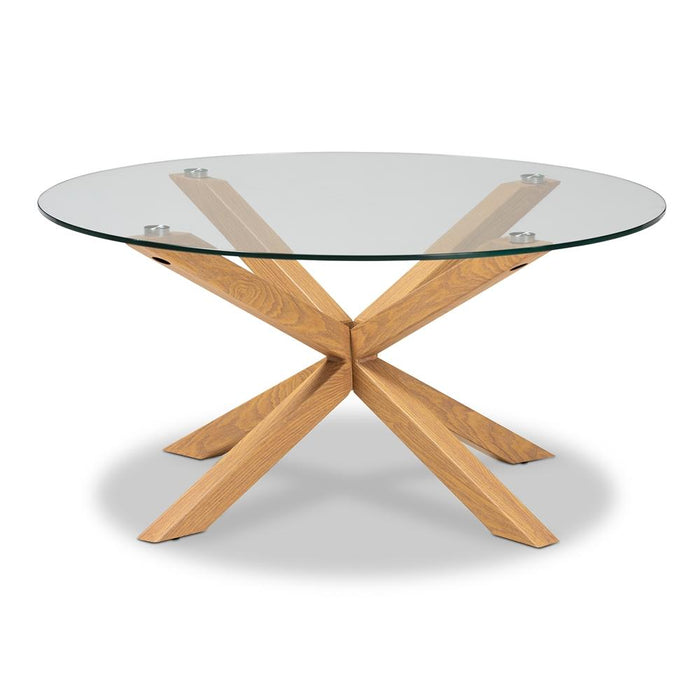 Lida Modern Glass and Wood Coffee Table