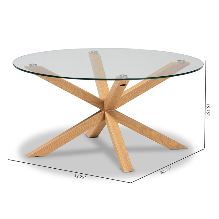 Lida Modern Glass and Wood Coffee Table