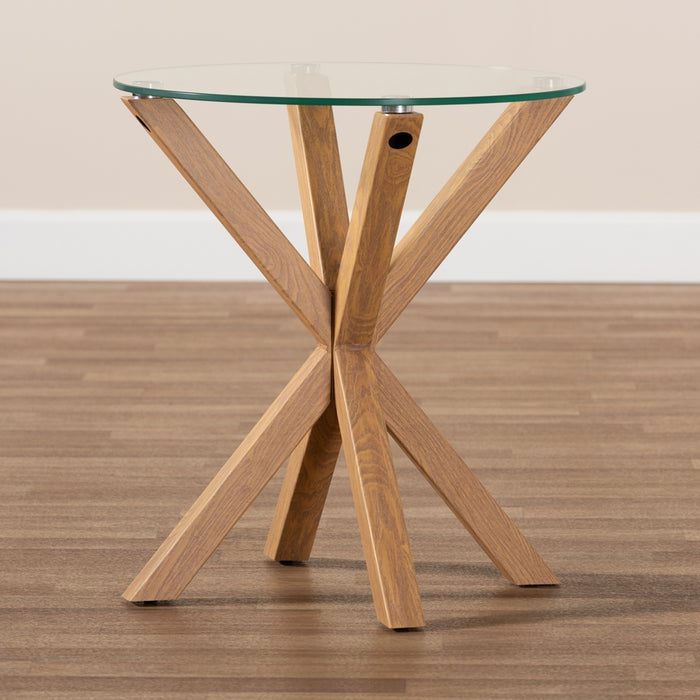 Lida Modern Glass and Wood  End Table