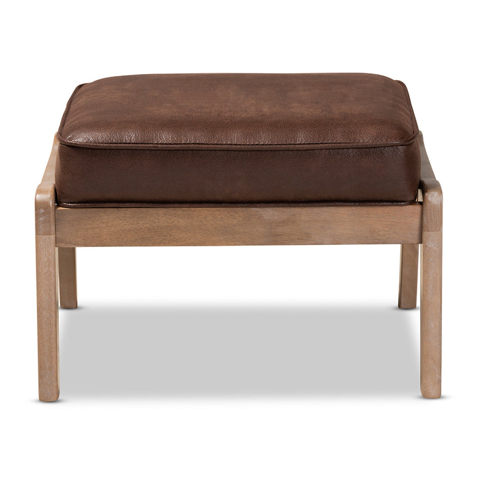 Sigrid Mid-Century Wood Ottoman
