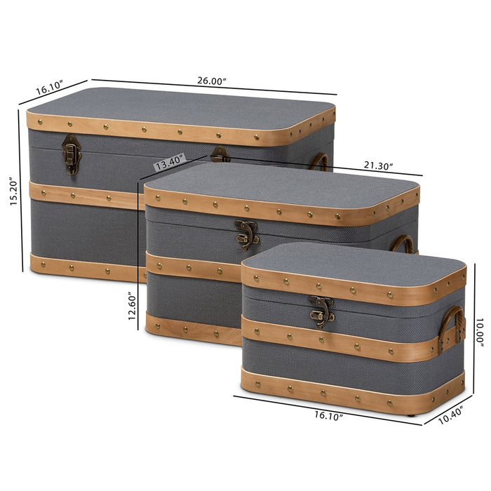 Jonathon Transitional (3-Piece) Wood & Metal Chest
