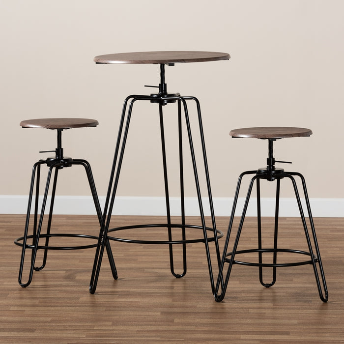 Veera Vintage Industrial (3-Piece) Wood Pub Set
