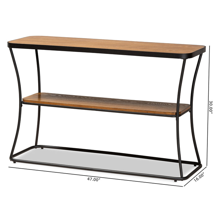Akram Rustic Wood & Metal Console Table