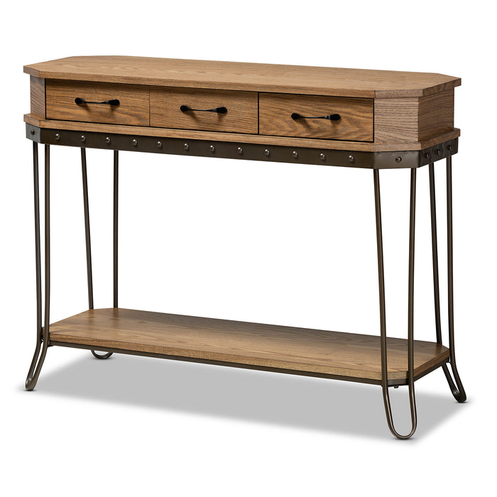 Kellyn Vintage (3-Drawer) Wood & Metal Console Table