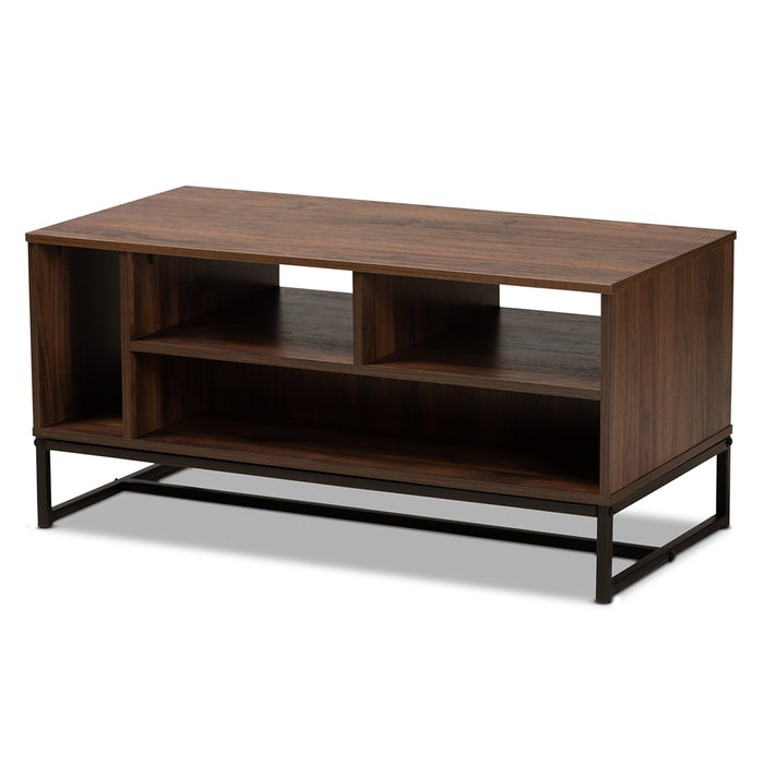 Flannery Modern  Wood and Metal Coffee Table