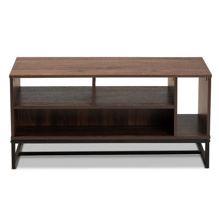 Flannery Modern  Wood and Metal Coffee Table
