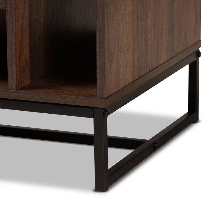 Flannery Modern  Wood and Metal Coffee Table