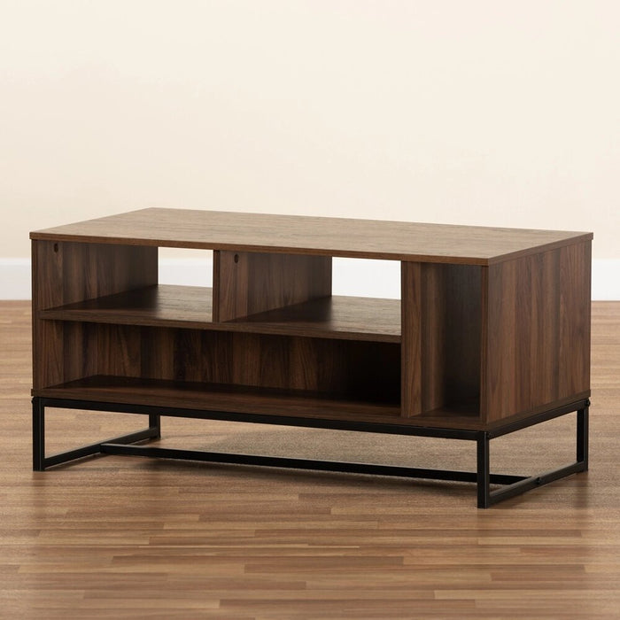Flannery Modern  Wood and Metal Coffee Table