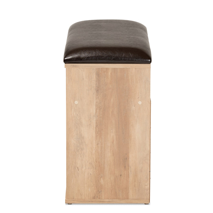Ramsay Modern Leather & Wood Storage Bench