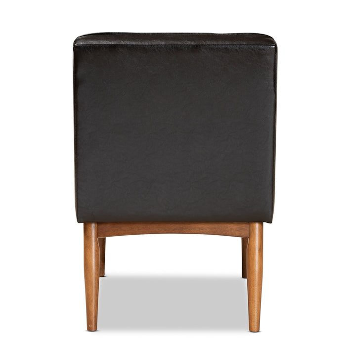 Sanford Mid-Century Leather & Wood Dining Chair