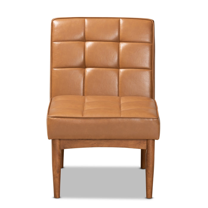 Sanford Mid-Century Leather & Wood Dining Chair
