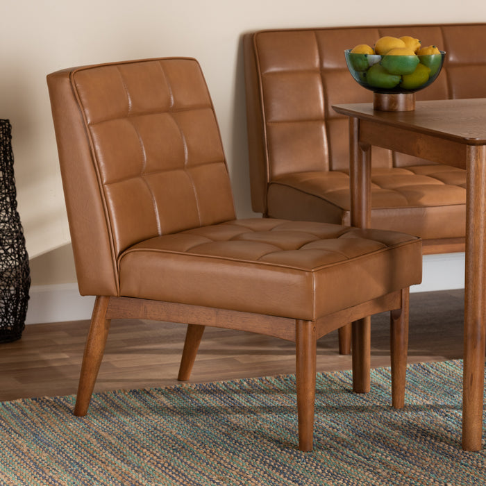Sanford Mid-Century Leather & Wood Dining Chair