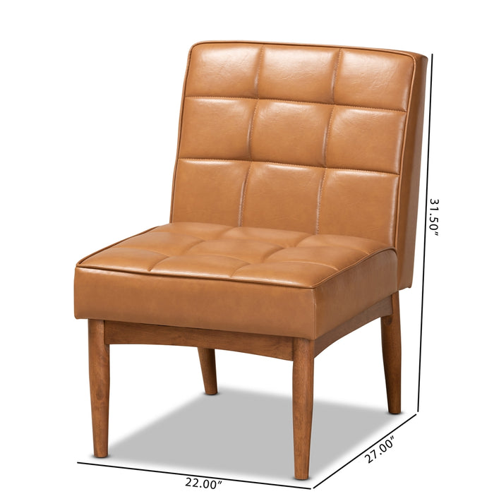 Sanford Mid-Century Leather & Wood Dining Chair