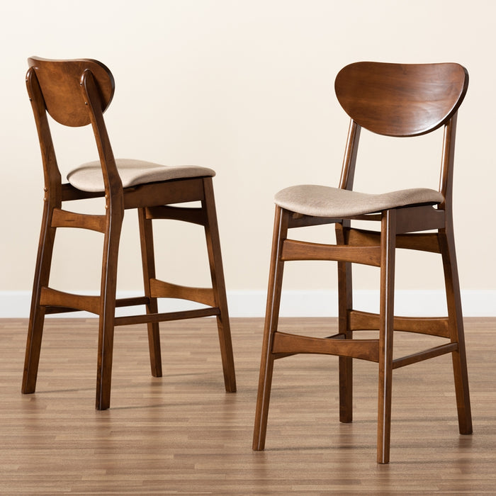Katya Mid-Century (Set of 2) Wood Bar Stool