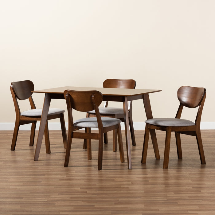 Damara Mid-Century (5-Piece) Wood Dining Set