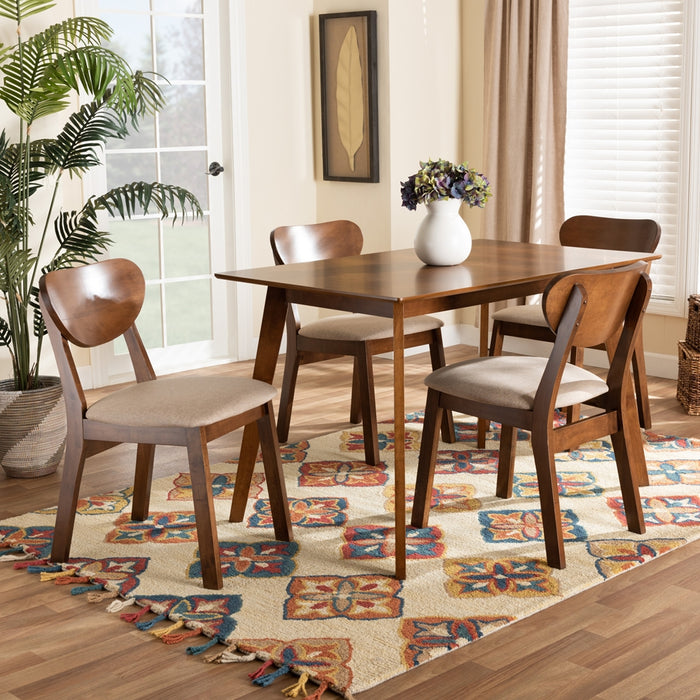 Damara Mid-Century (5-Piece) Wood Dining Set