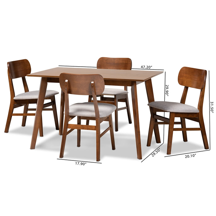 Euclid Mid-Century (5-Piece) Wood Dining Set