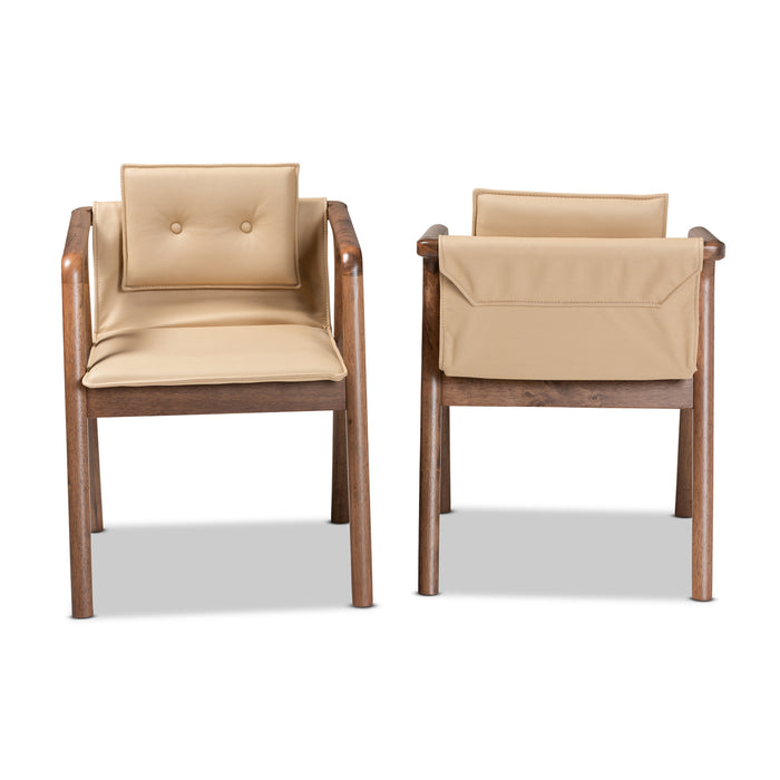 Marcena Mid-Century (2-Piece) Wood & Leather Dining Chair