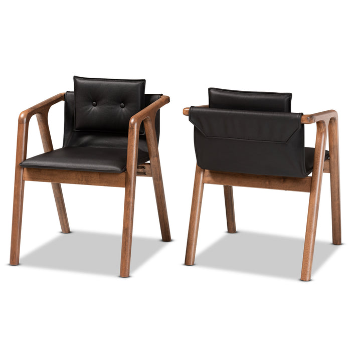 Marcena Mid-Century (2-Piece) Wood & Leather Dining Chair