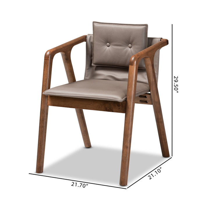 Marcena Mid-Century (2-Piece) Wood & Leather Dining Chair
