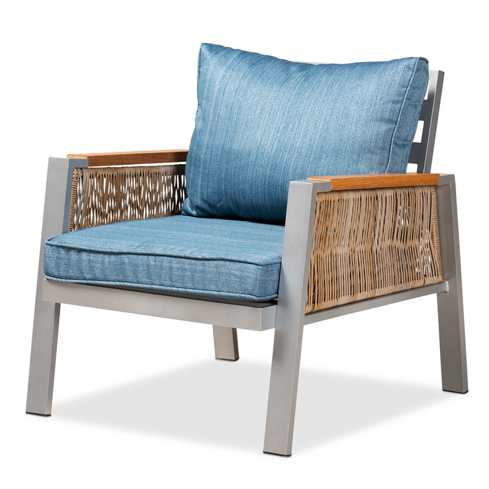 Nicholson Modern (4-Piece) Metal & Rattan Patio Lounge Set