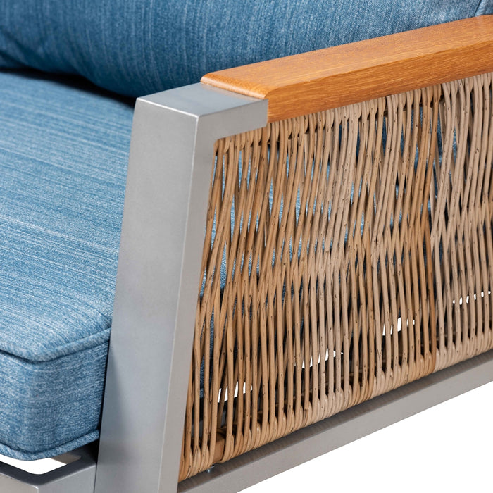 Nicholson Modern (4-Piece) Metal & Rattan Patio Lounge Set