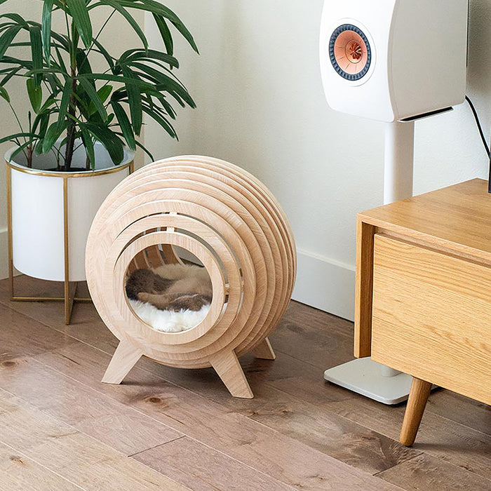 Strato Wooden Sphere Cat Bed Cave