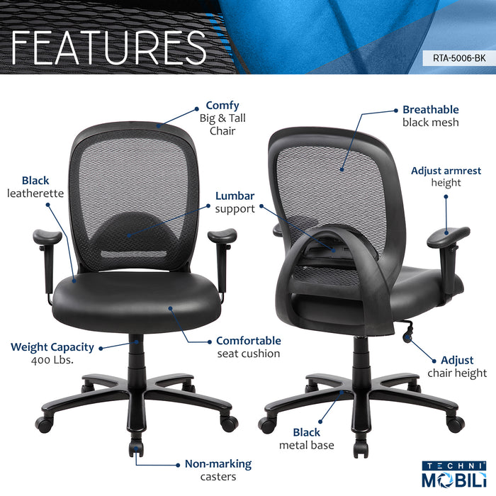 Techni Mobili Height Adjustable XL Office Chair