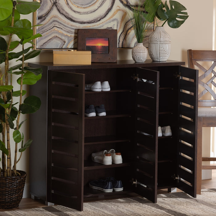 Adalwin Contemporary (3-Door) Wood Shoe Cabinet