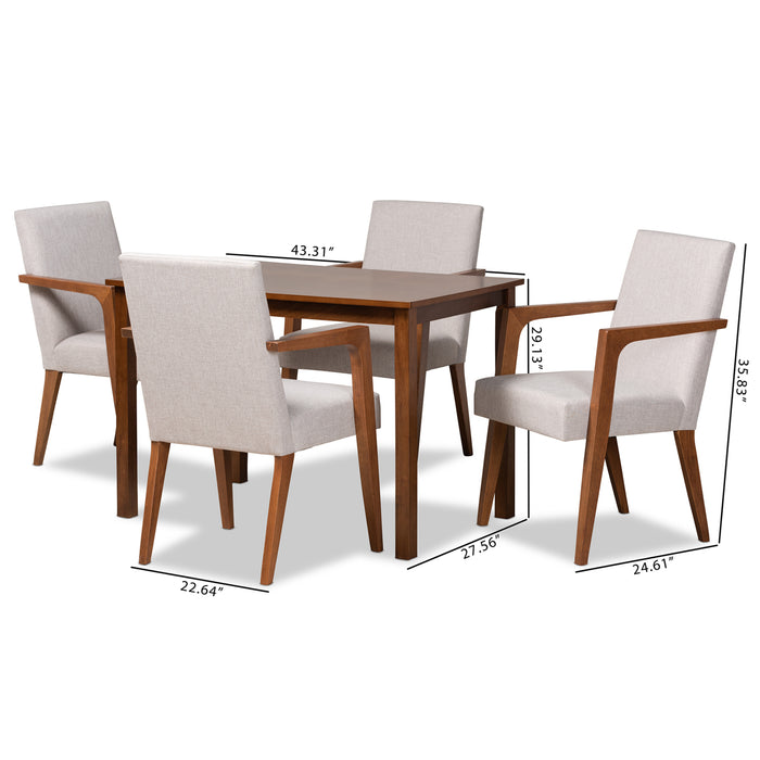 Glenda Mid-Century (5-Piece) Wood Dining Set