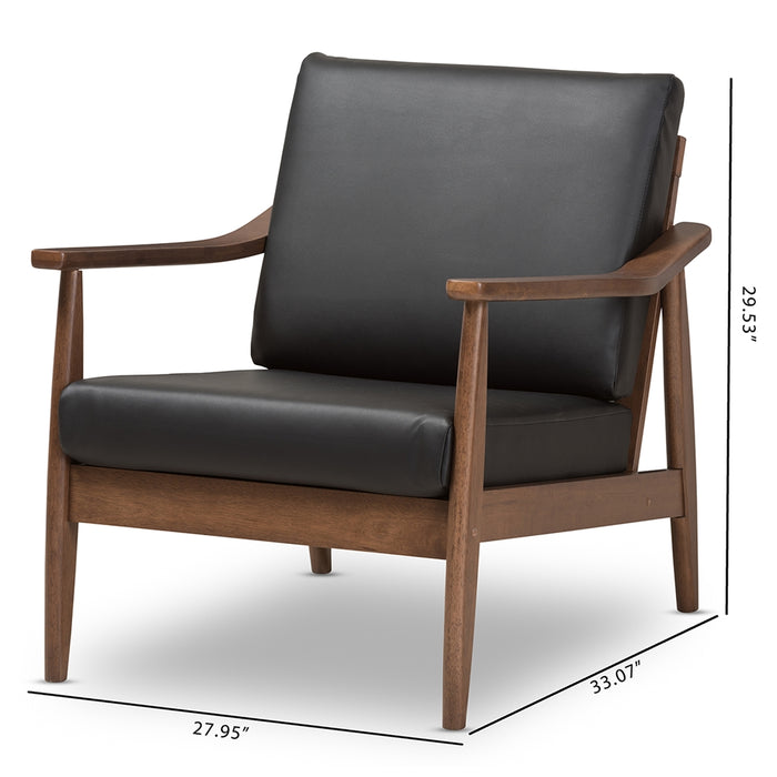 Venza Mid-Century Leather Lounge Chair