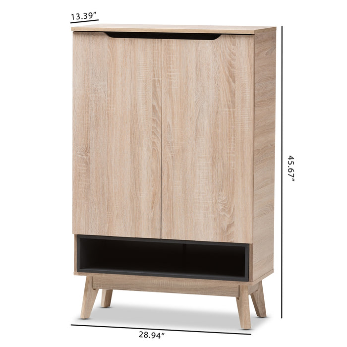 Fella Mid-Century (2-Door) Wood Shoe Cabinet