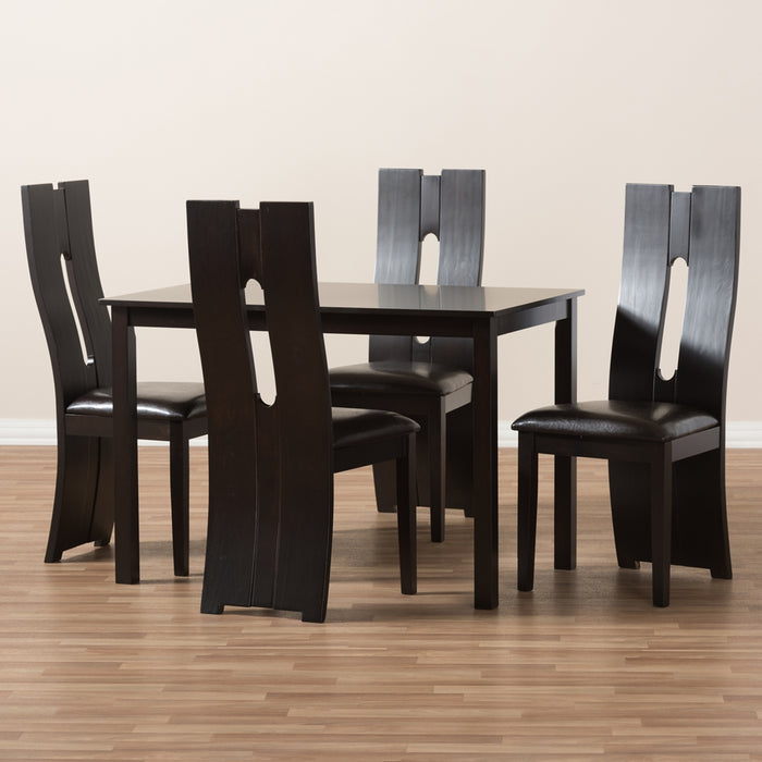Alani Contemporary Leather (5-Piece) Dining Set