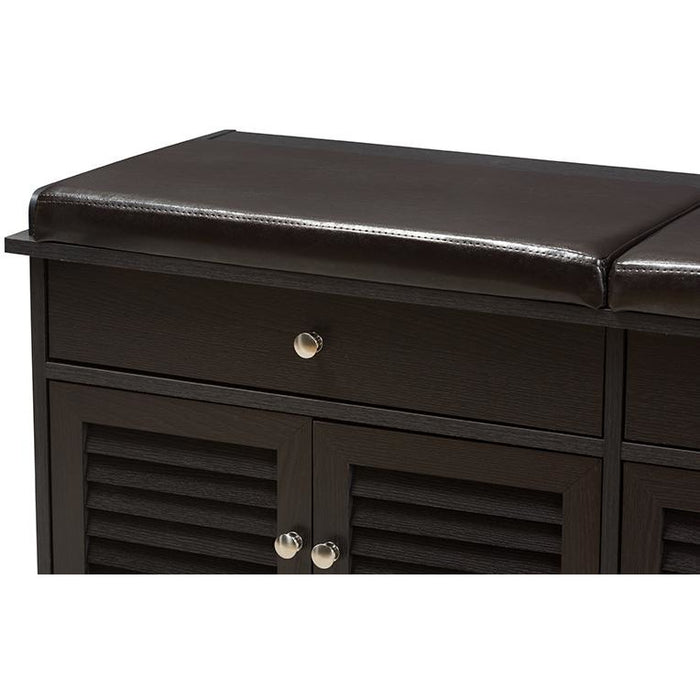 Leo Contemporary (2-Drawer) Wood Storage Bench