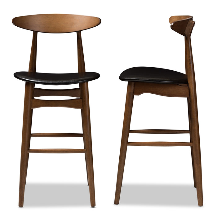 Flora Mid-Century Leather Bar Stools