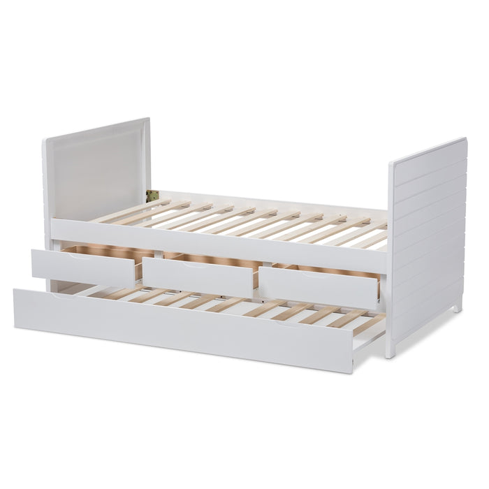 Linna Contemporary Wood Daybed With Trundle